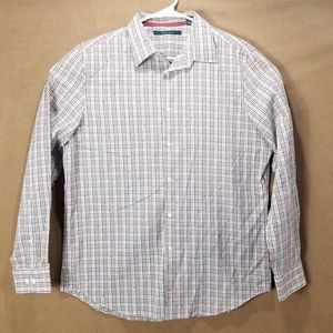PERRY ELLIS Men's Shirt long Sleeve Collared Plaid Size L